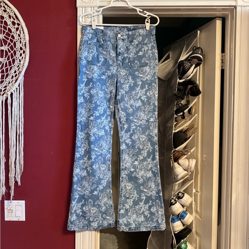 LoveShackFancy x GAP -  Blue Floral Women's Flare Jeans